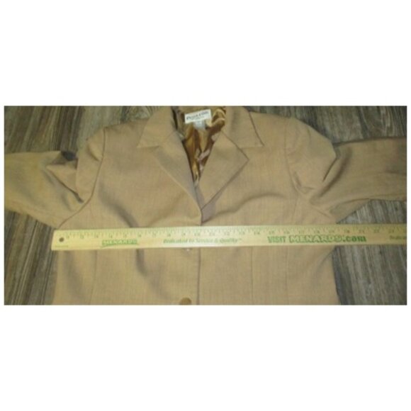 Pendleton Sz 12 Petite 12P Suit Blazer 100% Virgin Wool 2 Button Beige Tan - Picture 9 of 14